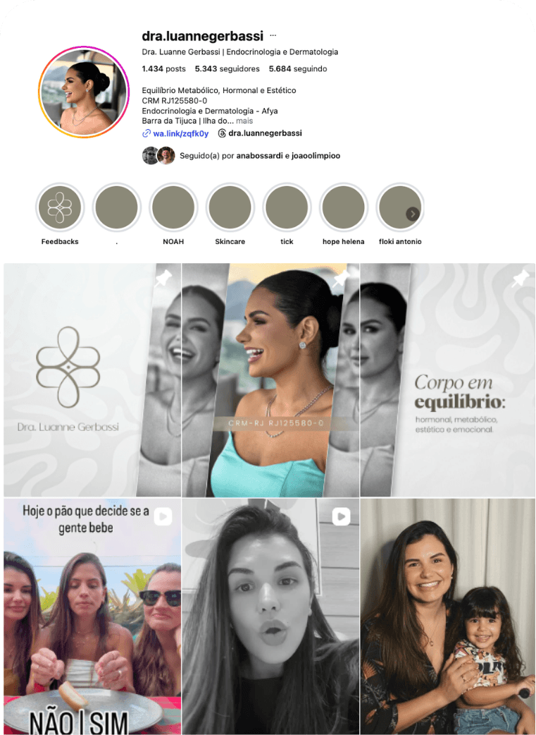 Perfil da Dra. Luanne antes da reformulação